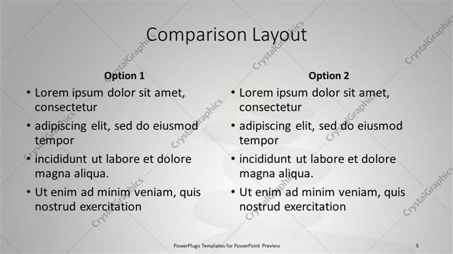Comparison presentation slide layout