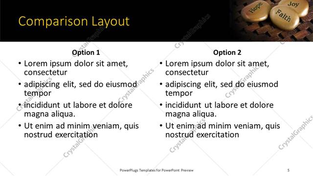 Comparison presentation slide layout