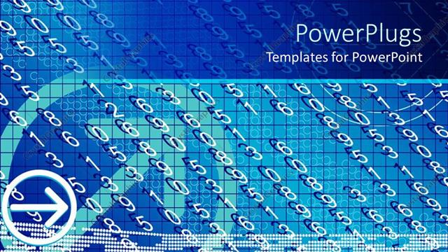  Presentation with arrows - Numeric digits lined on blue background with small white arrows in circles