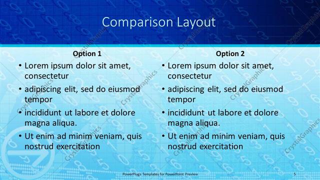 Comparison presentation slide layout