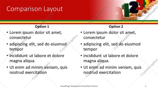 Comparison presentation slide layout