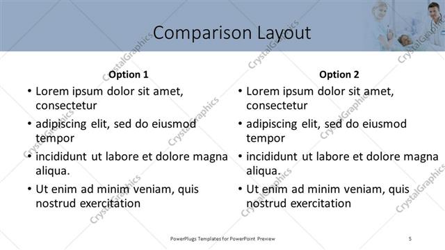 Comparison presentation slide layout