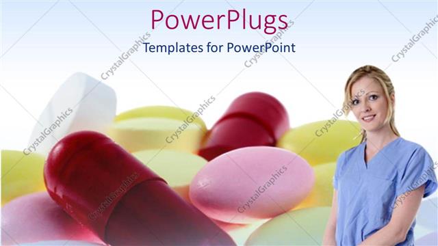  Presentation with medicines - A nurse standing in front of a number of medicines