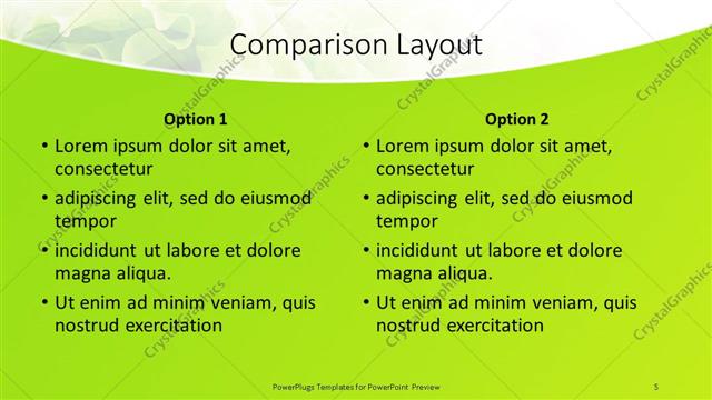 Comparison presentation slide layout