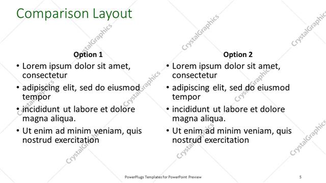Comparison presentation slide layout