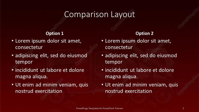 Comparison presentation slide layout
