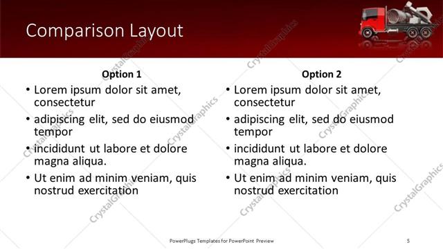 Comparison presentation slide layout