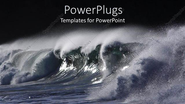  Presentation with ocean wave - Ocean water with big waves spreading water sprays with black background