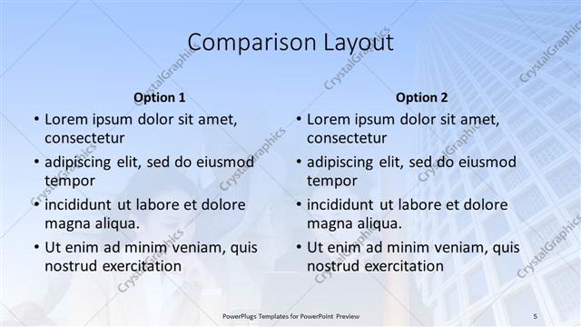Comparison presentation slide layout