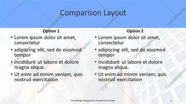 Comparison presentation slide layout