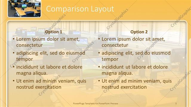 Comparison presentation slide layout