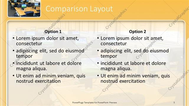 Comparison presentation slide layout