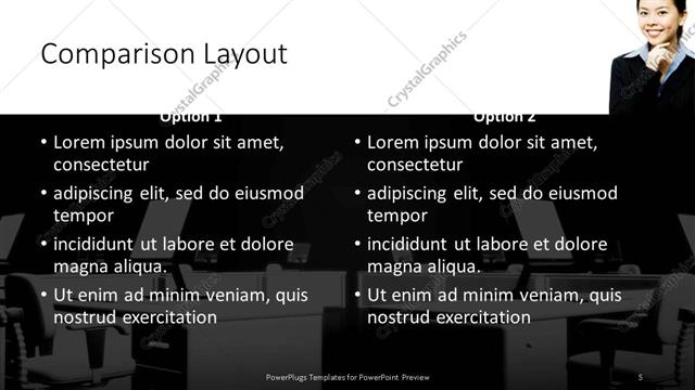 Comparison presentation slide layout