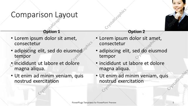 Comparison presentation slide layout