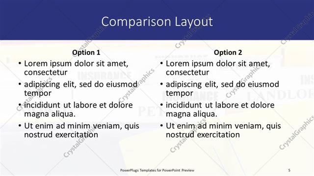 Comparison presentation slide layout