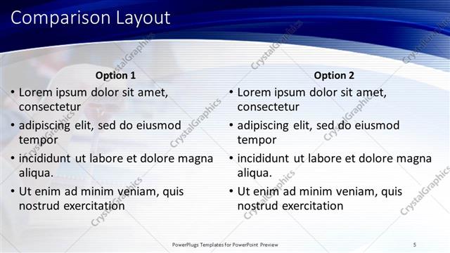 Comparison presentation slide layout