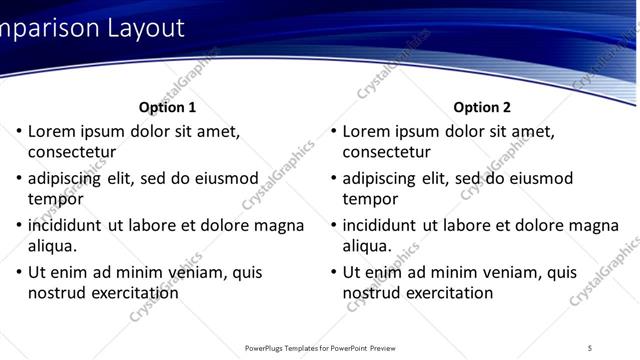 Comparison presentation slide layout