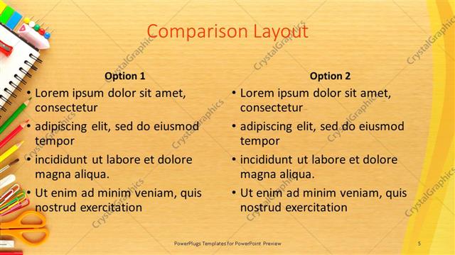 Comparison presentation slide layout