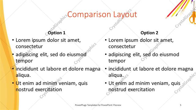 Comparison presentation slide layout