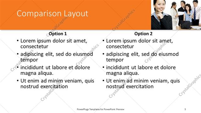 Comparison presentation slide layout