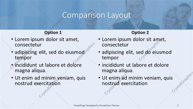 Comparison presentation slide layout