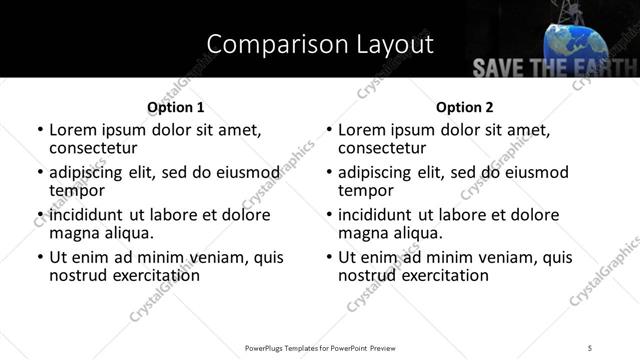 Comparison presentation slide layout