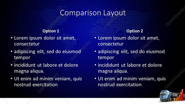 Comparison presentation slide layout