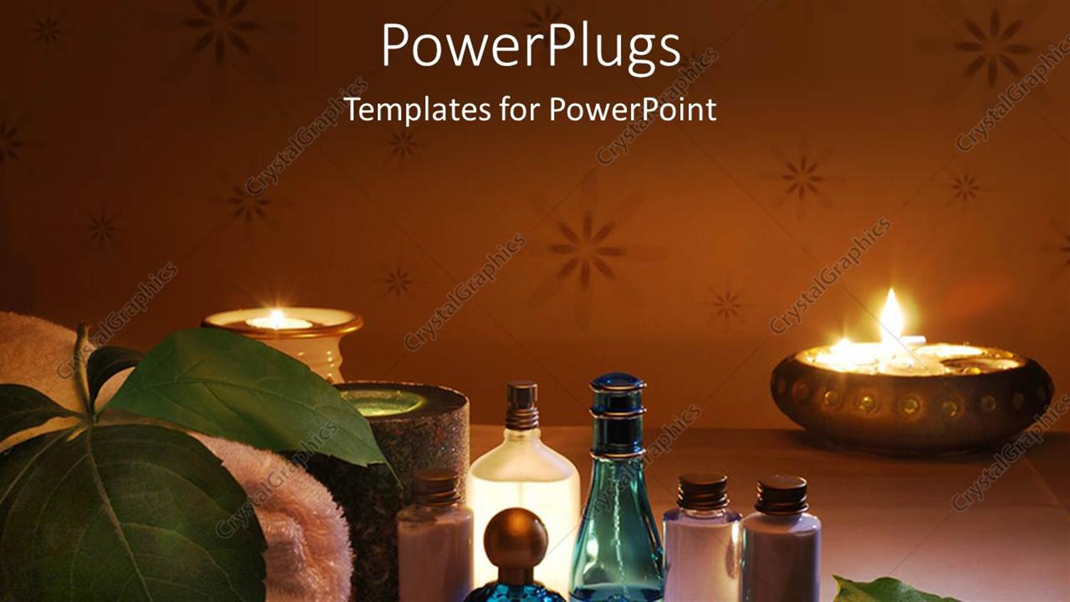 Featuring Oils,other Liquids and a Candle Used for Aromatherapy