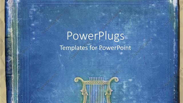  Presentation with old bible - An old blue background with a gold colored harp