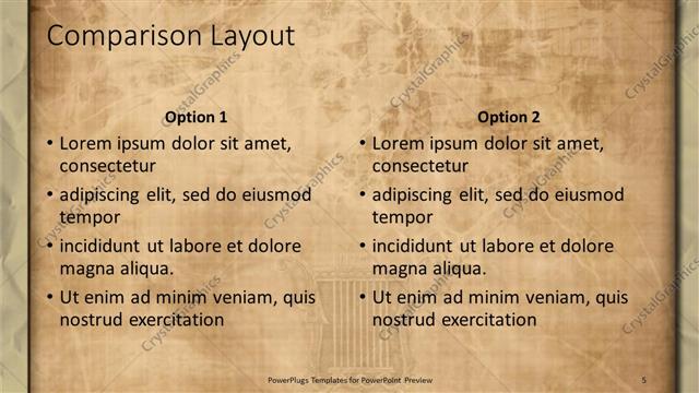 Comparison presentation slide layout