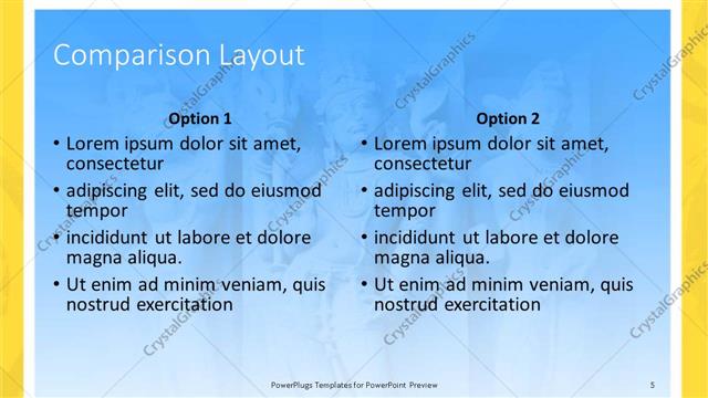 Comparison presentation slide layout