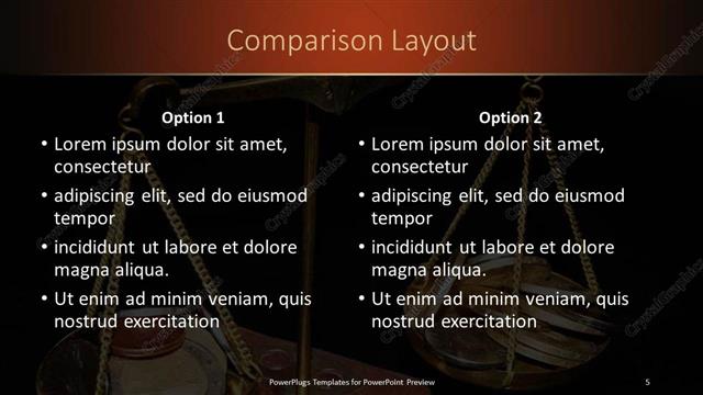 Comparison presentation slide layout