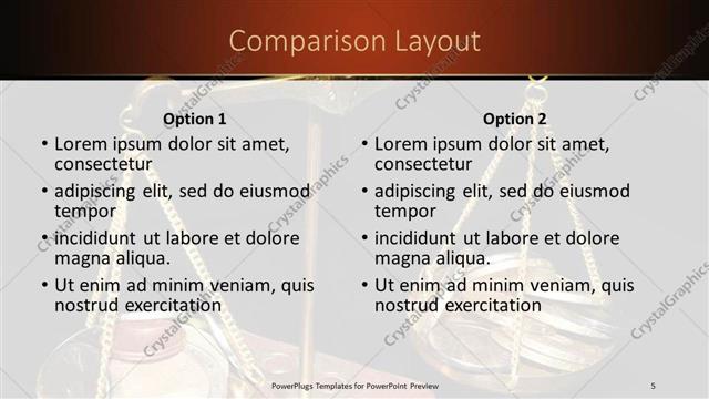 Comparison presentation slide layout