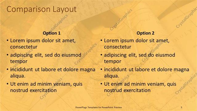 Comparison presentation slide layout