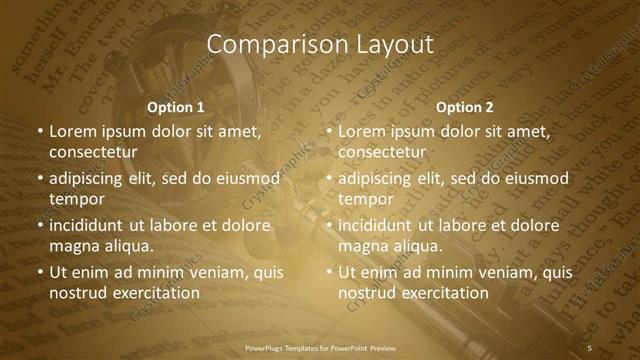 Comparison presentation slide layout