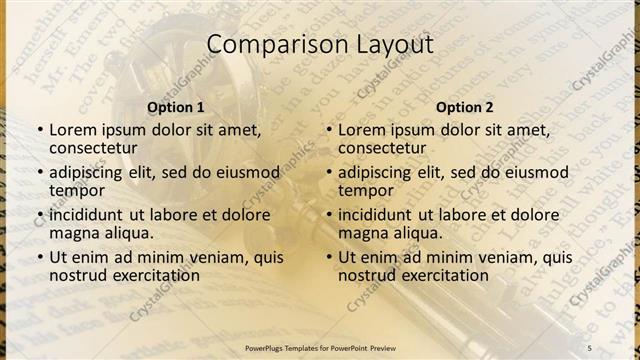 Comparison presentation slide layout
