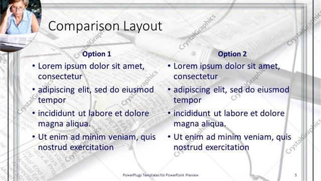 Comparison presentation slide layout