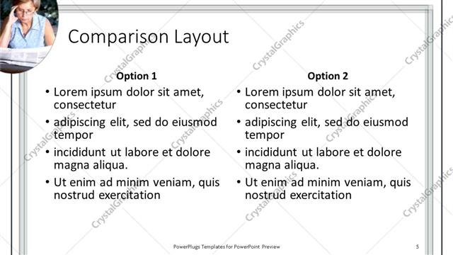 Comparison presentation slide layout
