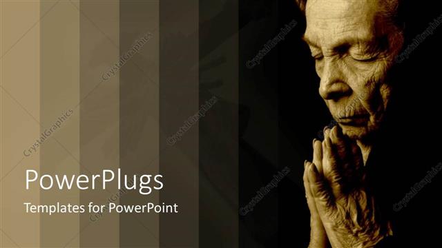  Presentation with prayers - Old woman saying her prayers with bars of gradient brown color