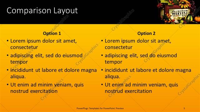 Comparison presentation slide layout