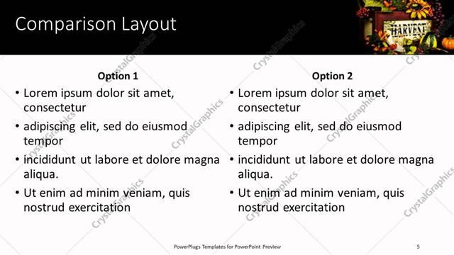 Comparison presentation slide layout