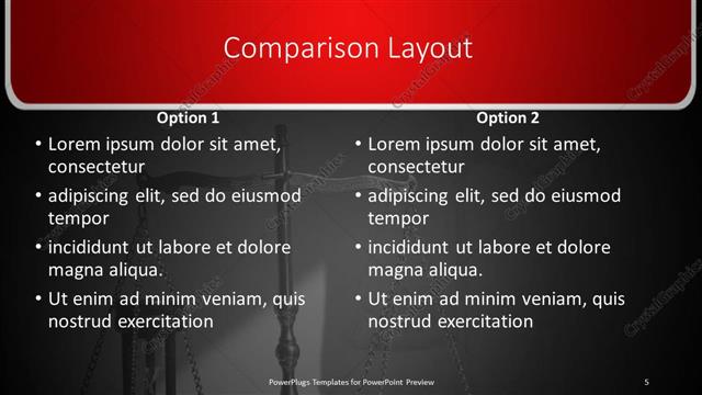 Comparison presentation slide layout