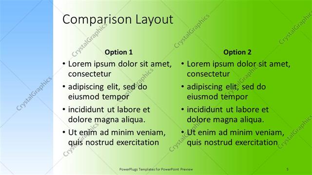 Comparison presentation slide layout