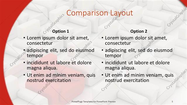 Comparison presentation slide layout