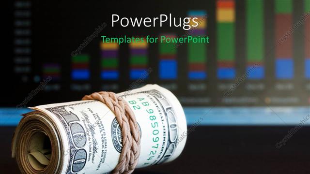  Presentation with financial report - One hundred dollar notes roll witin financial annual report chart