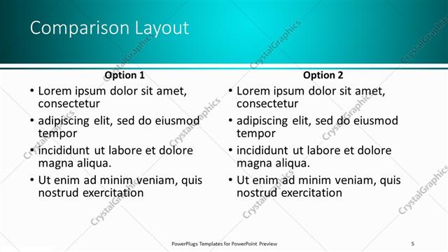 Comparison presentation slide layout