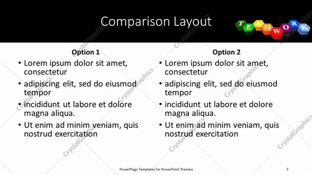 Comparison presentation slide layout