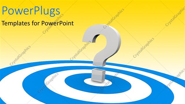  Presentation with target - A blue and white target board wit a question mark in the middle