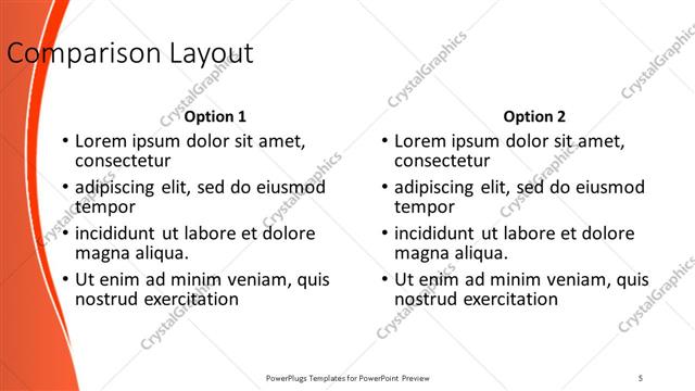 Comparison presentation slide layout