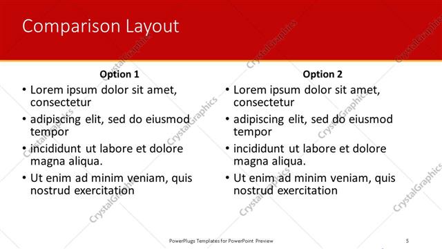 Comparison presentation slide layout
